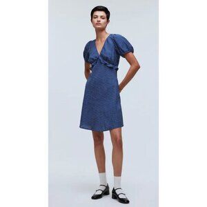 Madewell $128 Puff Sleeve Ruffle Mini Dress Polka Dot Size 0 NP106